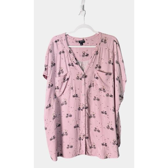 torrid Tops - Torrid Womens Size 4 Lavender Pink Bicycle Print Challis Dolman Button Up Shirt